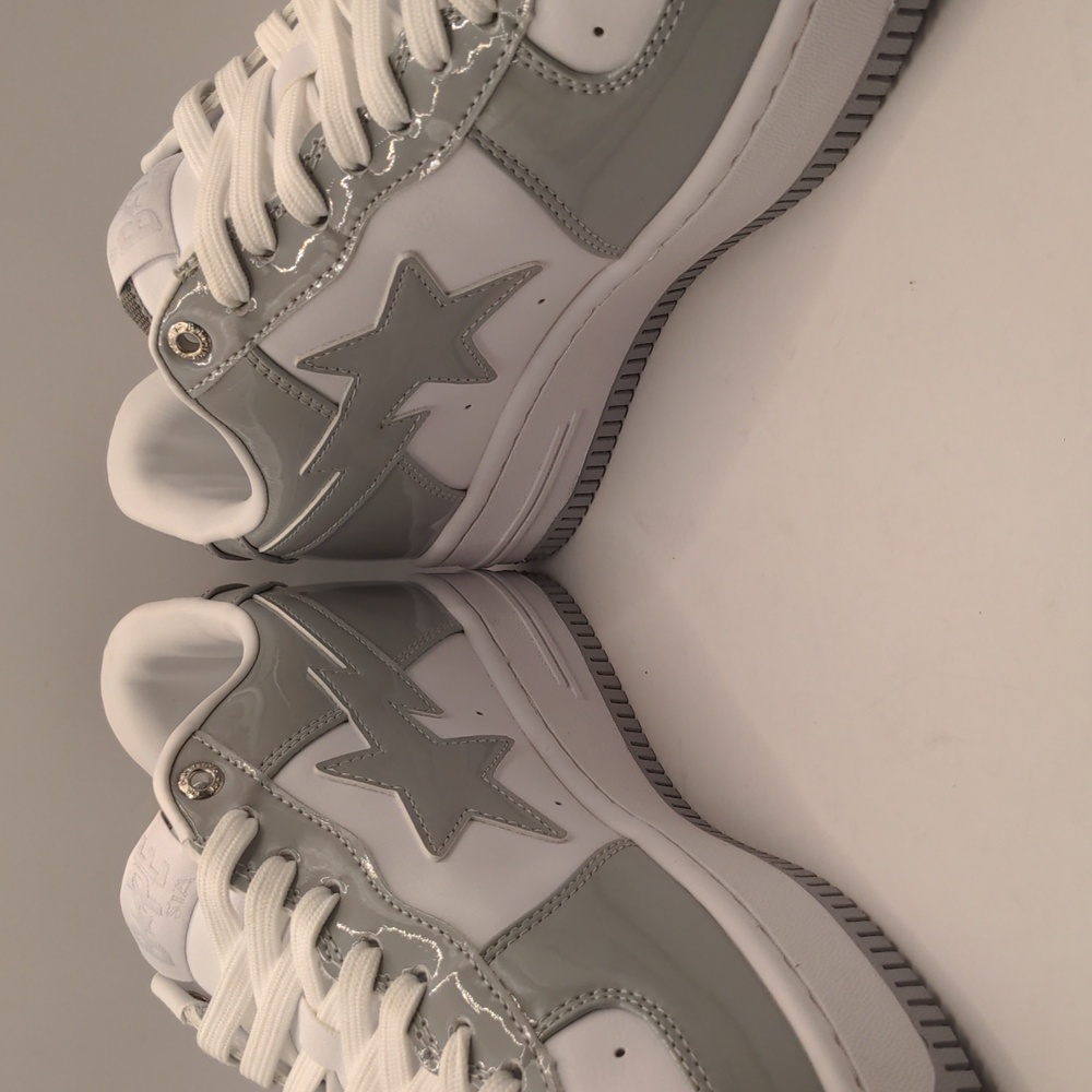 New A Bathing Ape Bapesta Men's Sneakers Light Grey Sz 12 - Picture 5 of 13